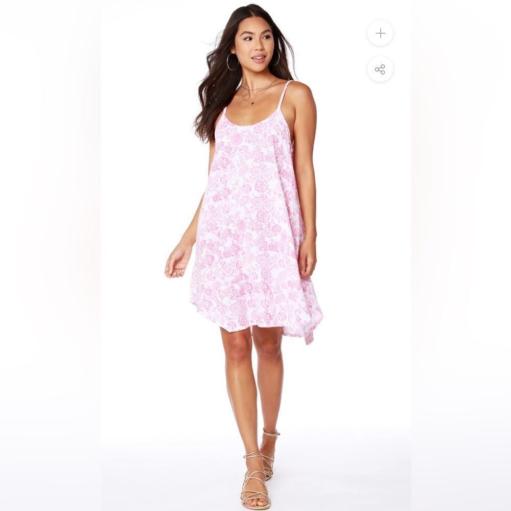 Bobi Handkerchief Cami Dress In Pink Boho Size S NWT